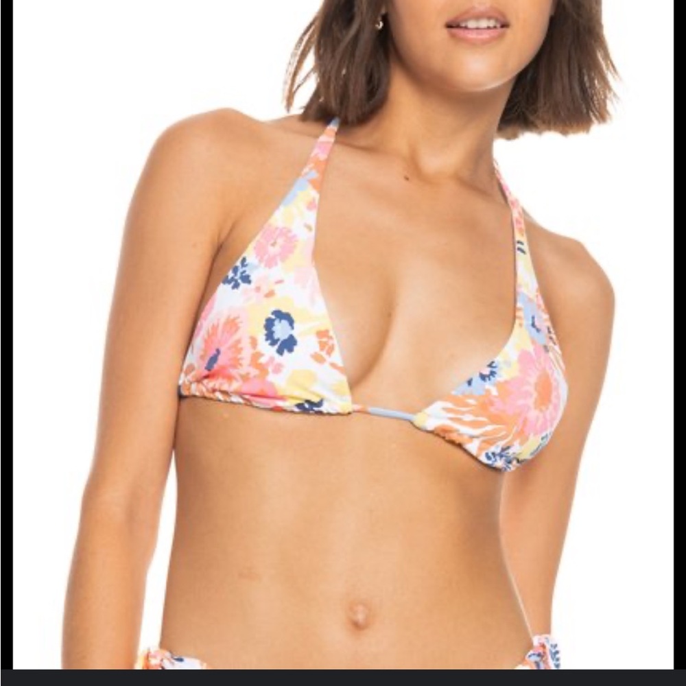 Roxy Pink and Orange Floral Bikini Swim Set